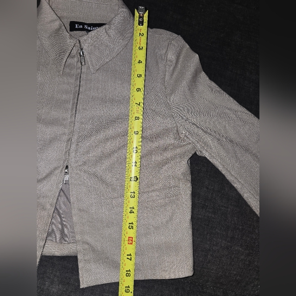 En Saison Women's Light Taupe Zip-Front Jacket - Picture 4 of 9